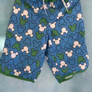 Hanna Andersson Blue and Green Mickey Swim Trunks